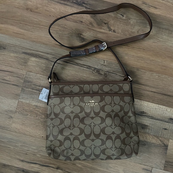 Coach Tan and Brown Signature Crossbody Bag - Picture 6 of 7